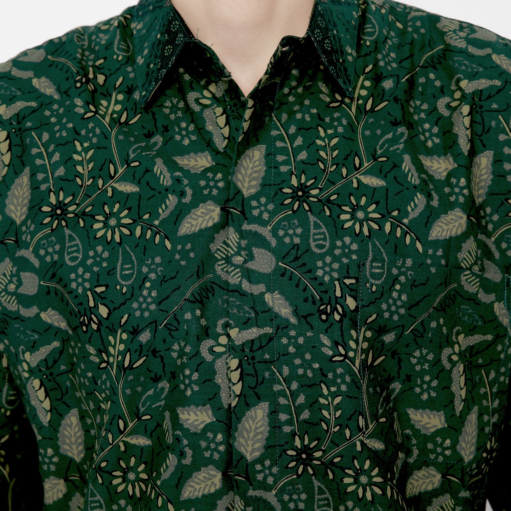 KEMEJA BATIK PRIA Slimfit Slim Fit Lengan Panjang Premium Warna Hijau Tua Ijo Kuning 728017 Cap 72 - Baju Kemeja Atasan Pakaian Setelan Batik Pria Cowok Laki Laki Remaja Keluarga Kantor Lengan Panjang Modern Slimfit Slim Fit Premium Kekinian