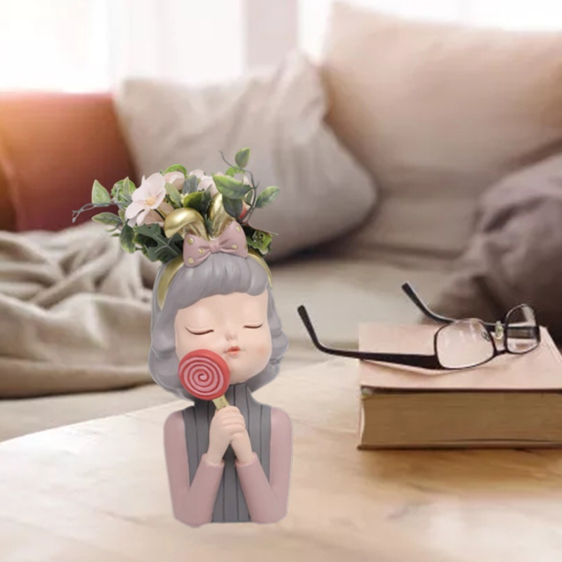 Siy Cetakan Pot Bungatanaman Bahan Silikon Desain Gadis Lucu Untuk Dekorasi Diy