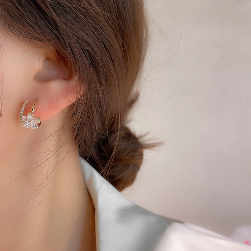 Fashion Flower Zircon Earrings Ear Stud Women Wedding Party Jewellery Gift