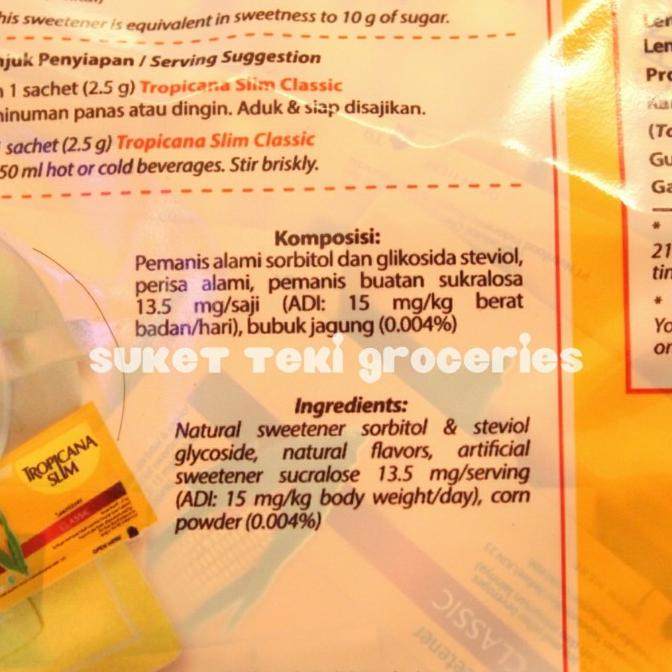 

Tropicana Slim Classic 160 Sweetener Sachet 2.5Gr Murah Ready