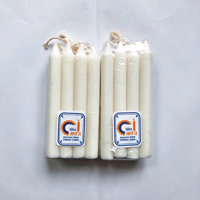 (1 Pack) Lilin Cakra isi 8 / Lilin Putih Grosir Ukuran 15 cm