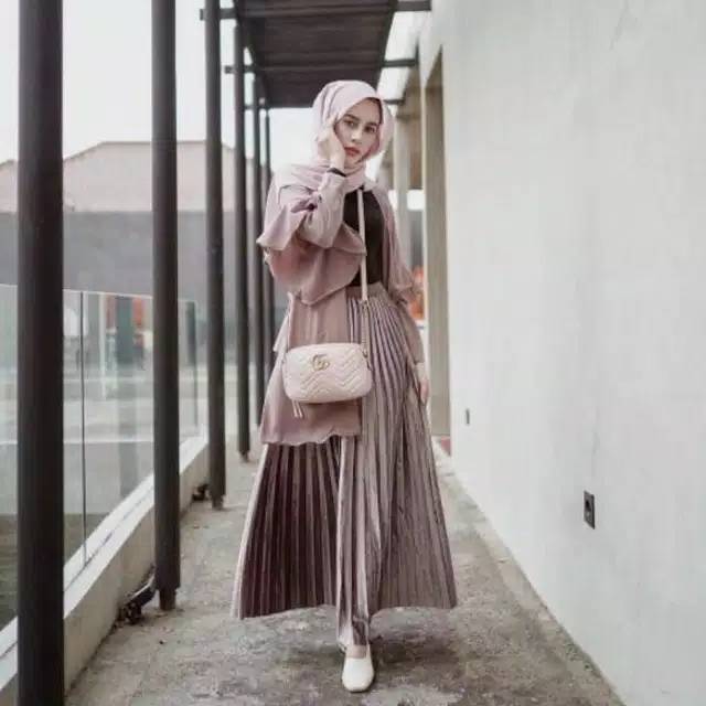 ROK PLISKET BLUDRU PANJANG VELVET MAYUNG/ROK SUEDE IMPORT / ROK VELVET