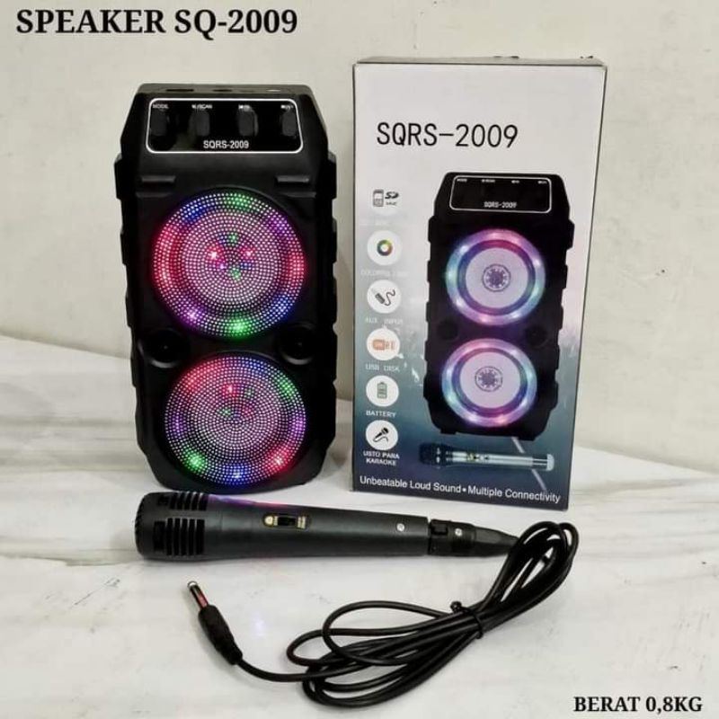 SPEAKER BLUETOOTH SQRS-2009 LED PLUS MIC KARAOKE SUARA SUPER BASS