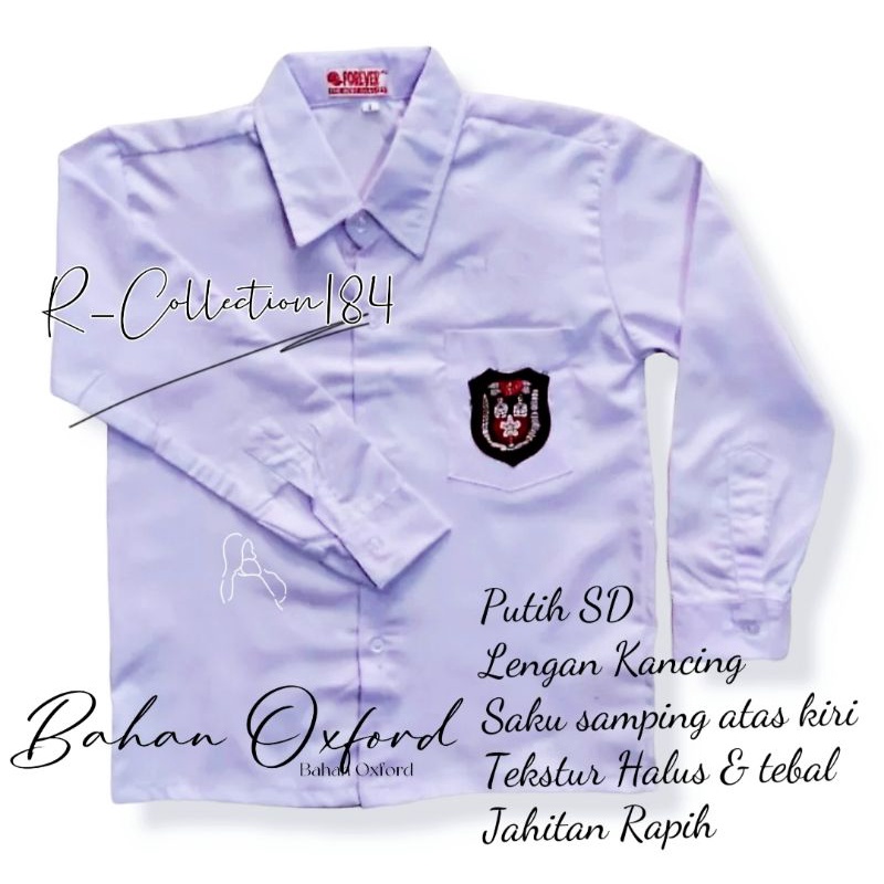 Baju Kemeja Seragam Sekolah Kerja Oxford Atasan Lengan Panjang Putih SD SMP SMA