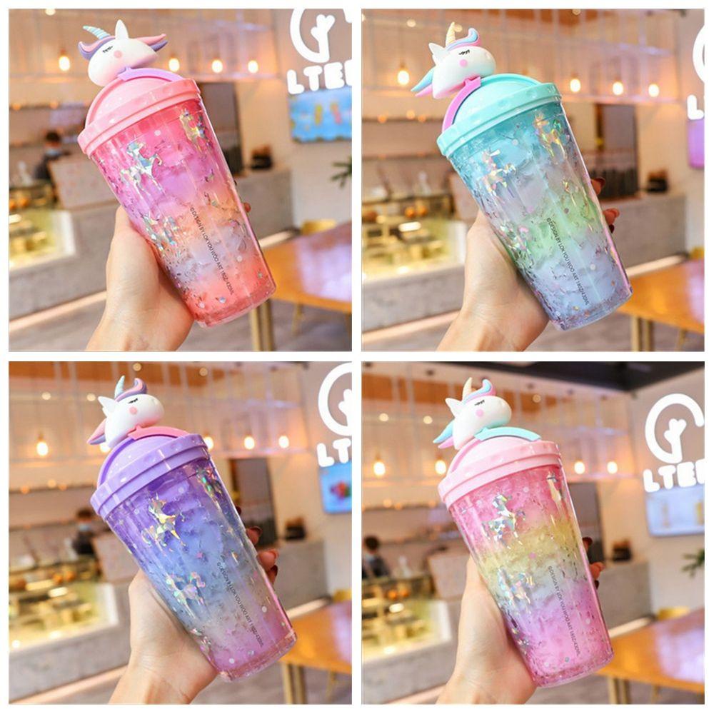 R-FLOWER 450ml Unicorn Water Cup Gift Peralatan Minum Portable Reusable