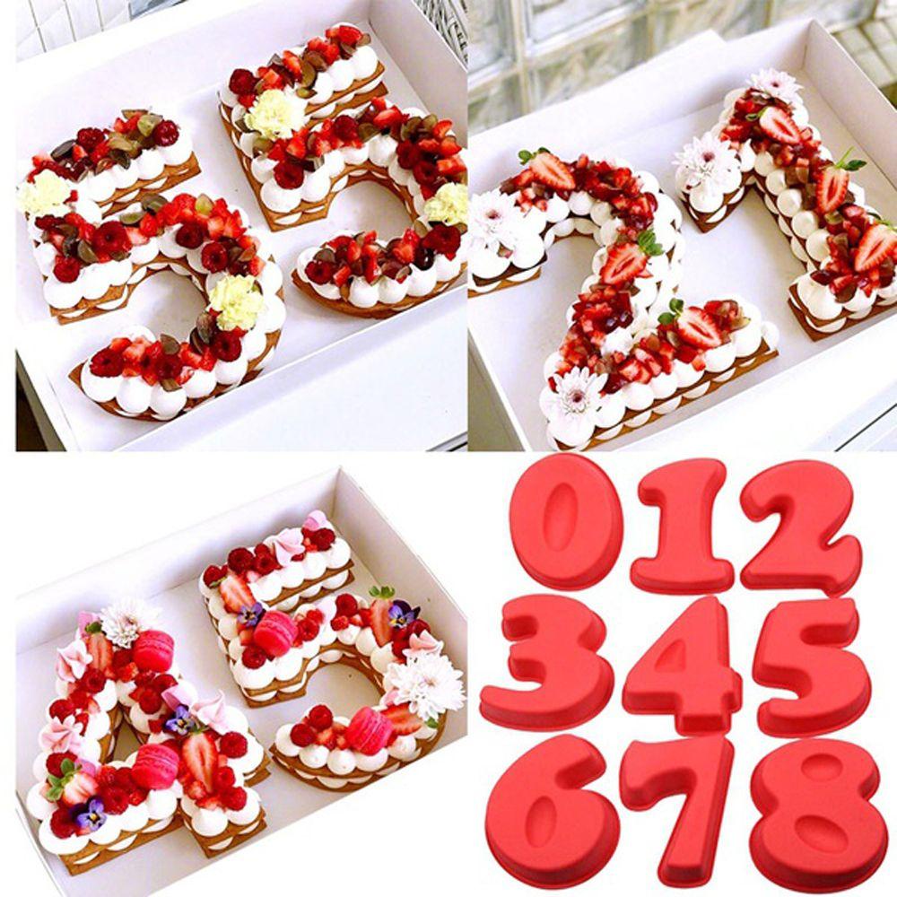 Cetakan Kue Bentuk Angka 0-8 Bahan Silikon Warna Acak Untuk Pesta Ulang Tahun
