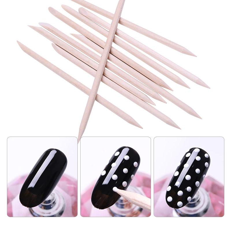 10pcs / Set Stik Kayu Dua Sisi Untuk Remover Berlian Imitasi Hiasan Kuku Nail Art
