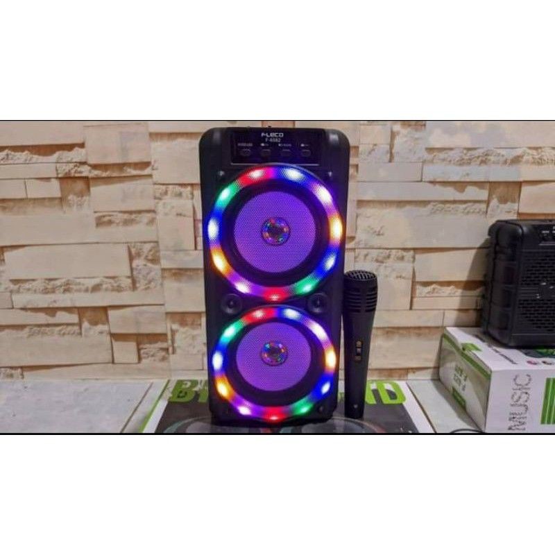 COD SPEAKER BLUETOOTH KARAOKE F-6582 LED TERBARU FREE MIC KARAOKE SUARA SUPER BASS//SPEAKER SALON AKTIF F-6582 LED PLUS MIC KARAOKE