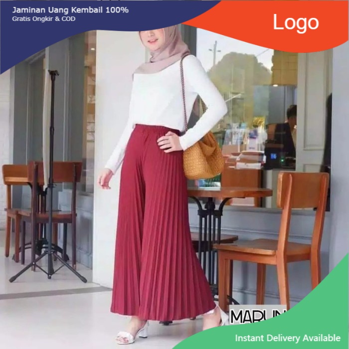 KULOT PLISKET PREMIUM TERMURAH | BAWAHAN CELANA MUSLIM - Maroon