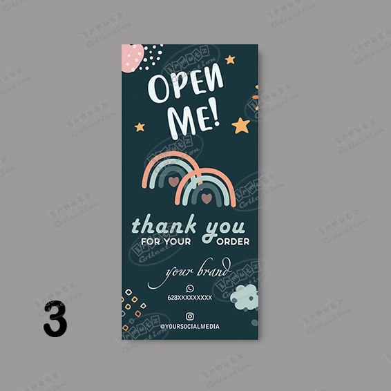 Box Packaging Hampers Stiker Segel Custom Motif Rainbow Boho-No. 3