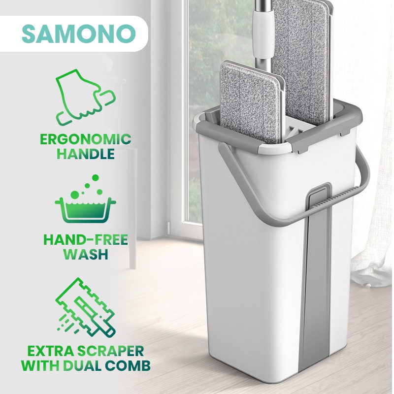 ( BCT702 )- Samono BONBOX Alat Pel Lantai Ultra Mop dengan Ember Multifungsi Ergonomic Magic Mop Handle Rotasi Dapat Berputar 360 Derajat Dual Comb  SCM004 BCT702