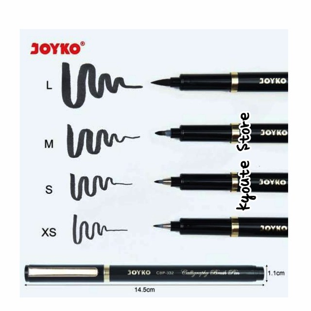 

kaligrafi-perlengkapan- joyko calligraphy brush pen black ink 4 pcs hand-lettering drawing art