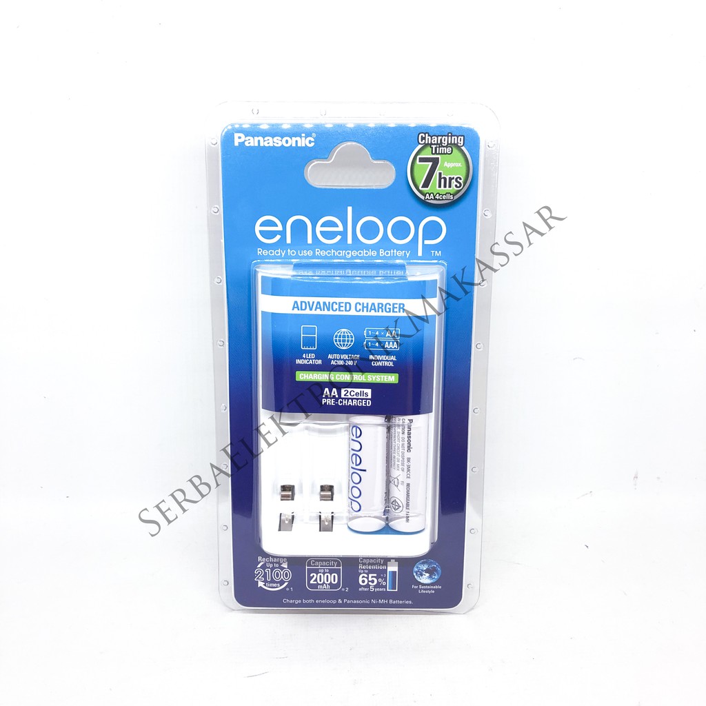 Gosend/Grab Only Charger Baterai AA/AA Panasonic Eneloop Full 7jam 4slot + Baterai AA 2000mAh 2pcs