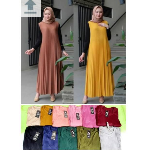 Dress Plisket Overal Mayung Longdress plisket Gamis Plisket Overal long Dres Plisket Super –IG.15Jn2