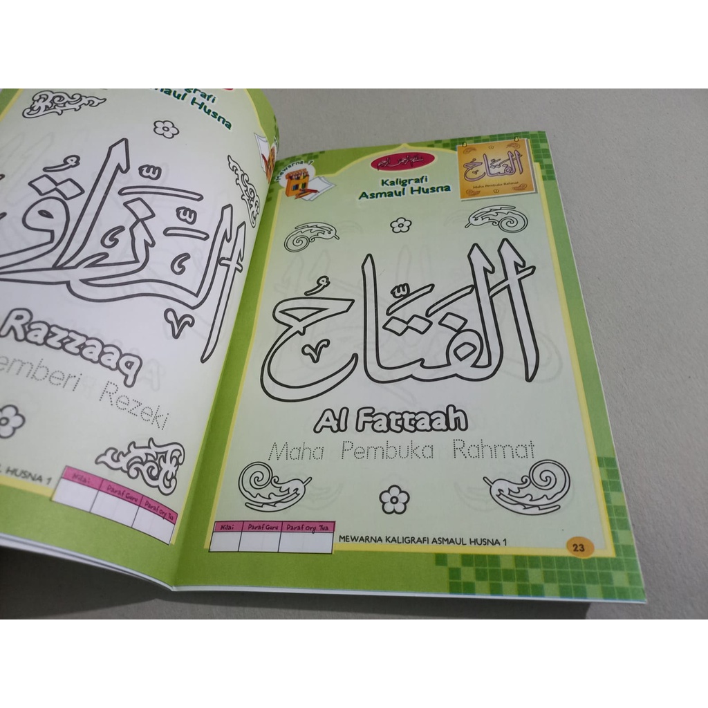 Buku TK Paud Mudah Mewarnai Kaligrafi Asmaul Husna (HVS FULL COLOR)