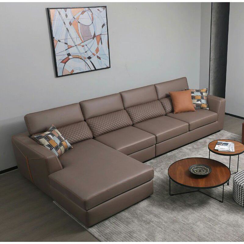 Sofa Kulit Sintetis Sofa Minimalis Coklat Sofa modern Fullseat Meja