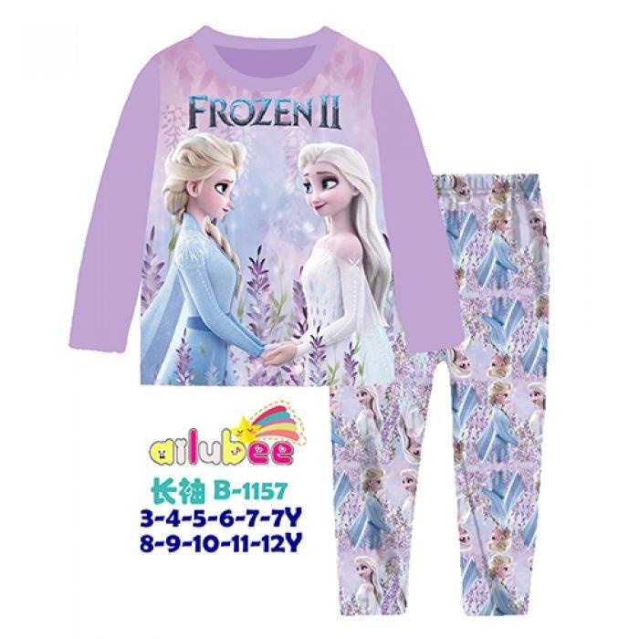 Baju Tidur | Baju Tidur Anak Karakter Frozen Anna Elsa Warna Ungu Lengan Panjang 01