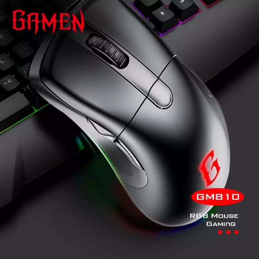 GAMEN GM810 12000DPI Braided Wire RGB &amp; Macro Define Gaming Mouse - Garansi Resmi 1 Tahun