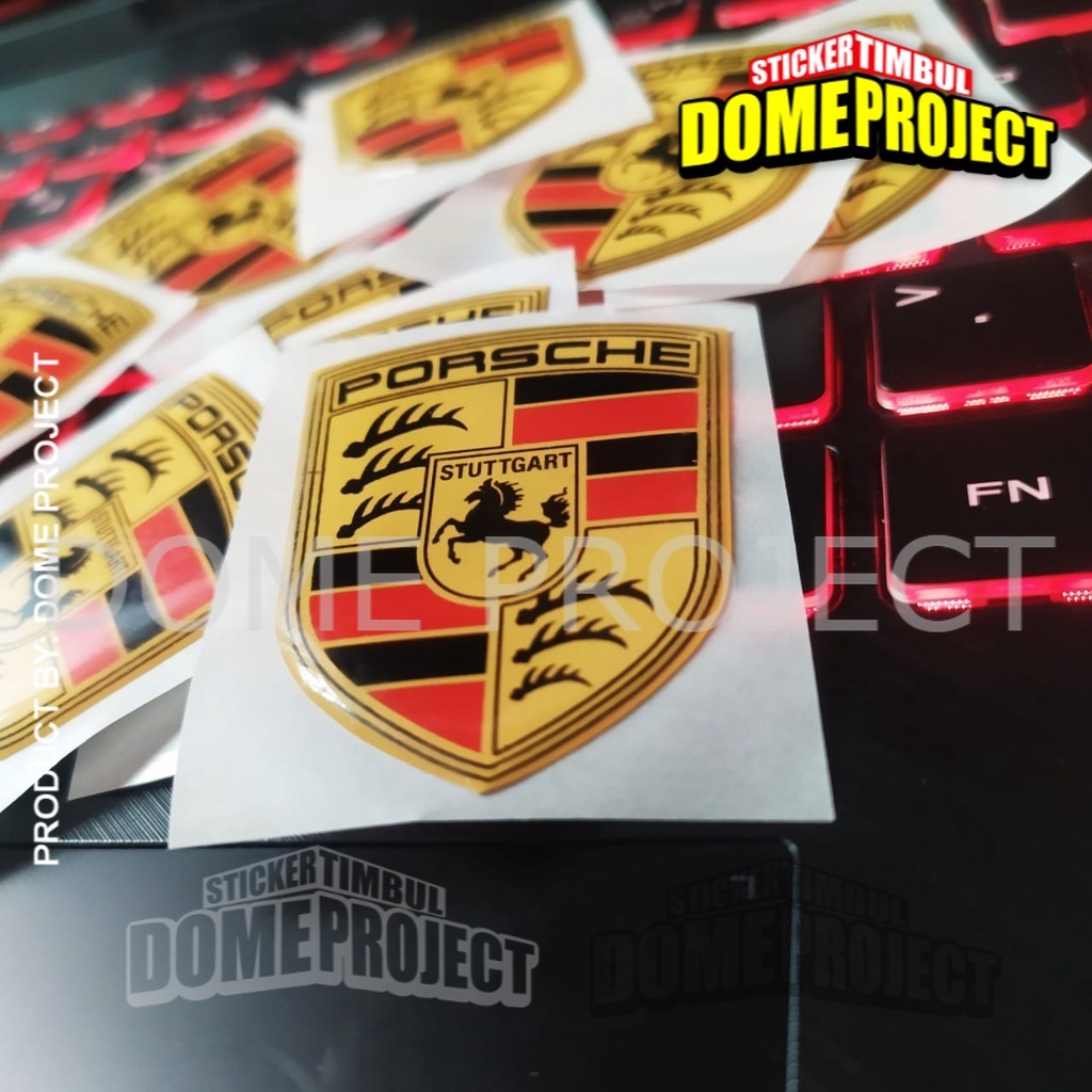 STIKER MOTOR KEREN PORSCHE LOGO EMBLEM STIKER 3D LENTUR STIKER RESIN AKSESORIS SEPEDA MOTOR OUTDOOR