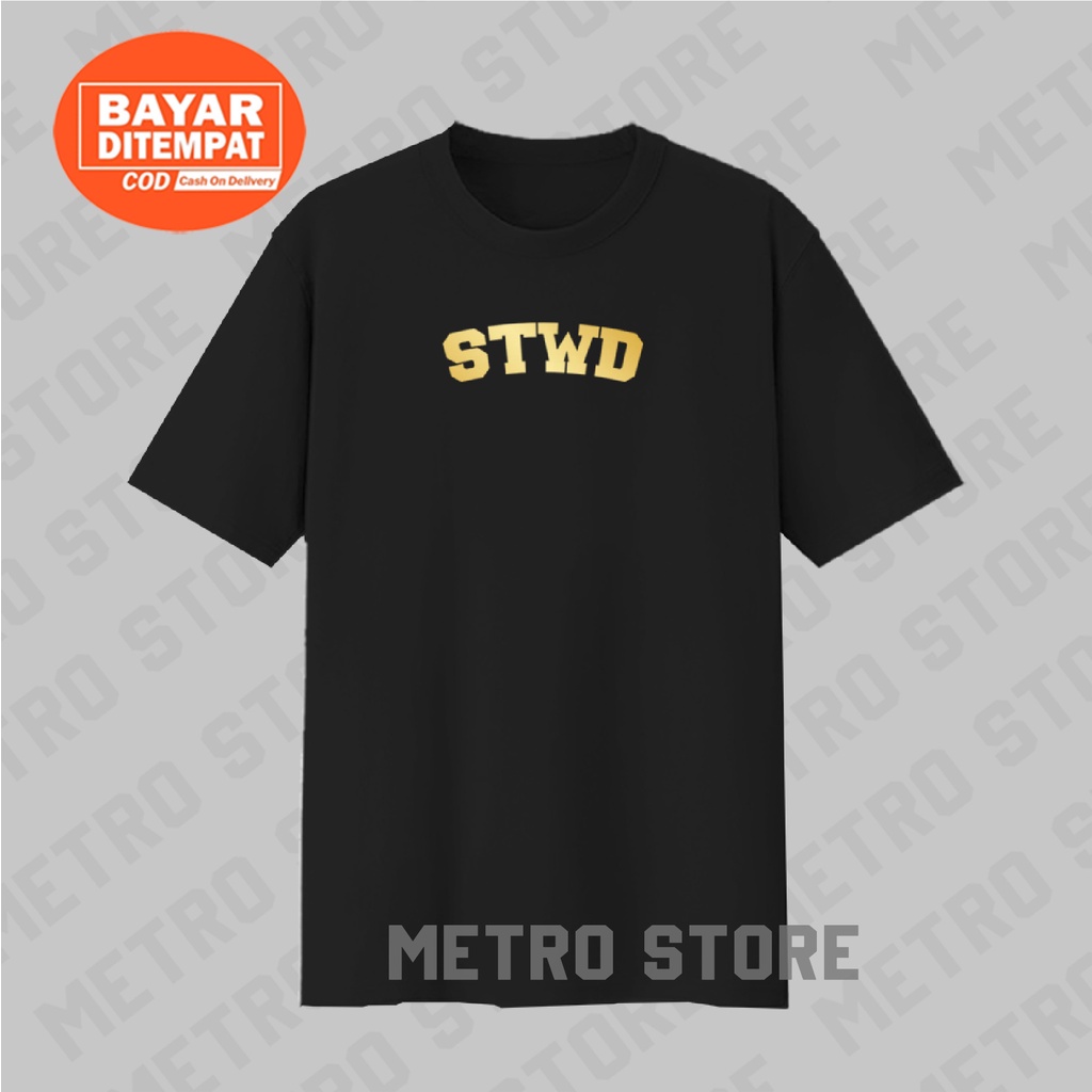 Kaos STWD Logo Premium Gold Print | Kaos Katun Shirt Kerah Lengan Pendek Pria Muda Keren Distro Terb