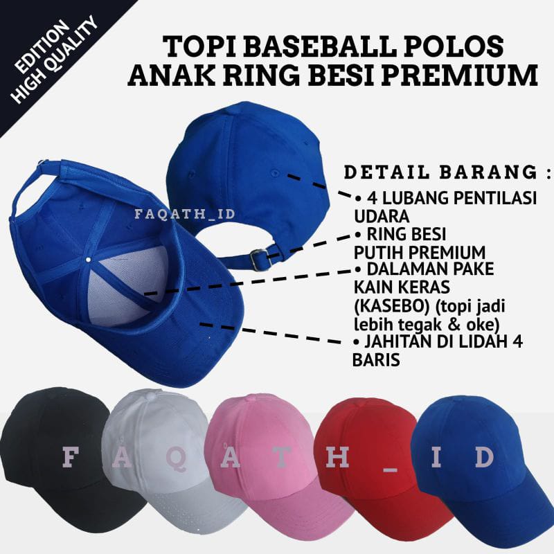 Topi polos Baseball Grosir Murah Pria Wanita Size Dewasa dan Anak