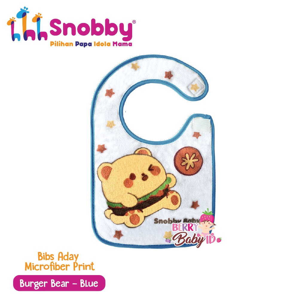 Snobby Bibs Aday Microfiber Print Motif Slabber Celemek Makan Bayi Berry Mart