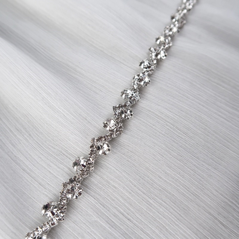 Payet Rangkai Mutiara Mewah Kristal | Istana Kancing | Wedding Belt Sash Kecil Bree | Ikat Pinggang 