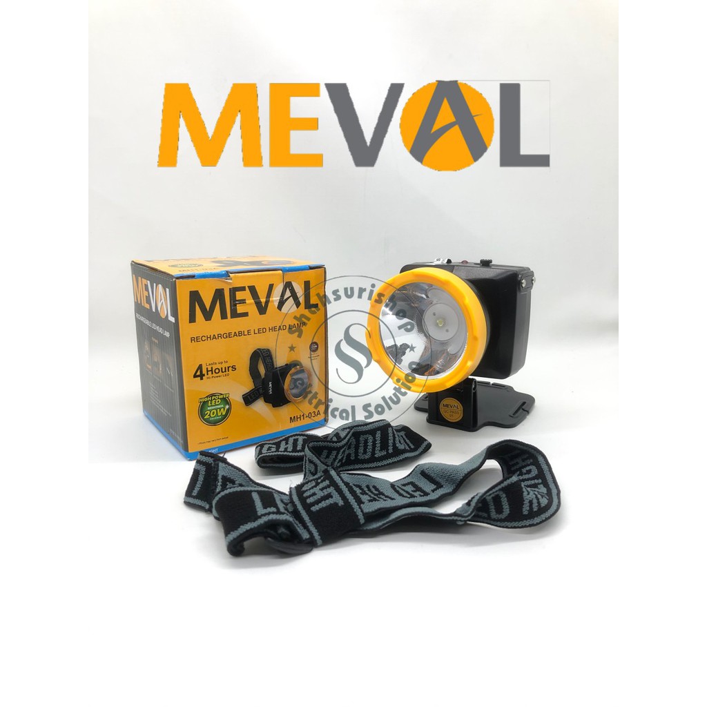 SENTER KEPALA LED HEAD LAMP MEVAL 3 WATT MH1-03A RECHARGEABLE