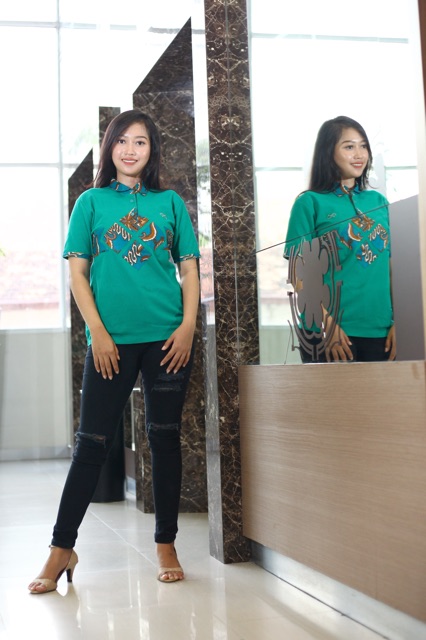 Loyal Kaos Polo Batik Hijau Tosca Modern Wanita M L XL XXL