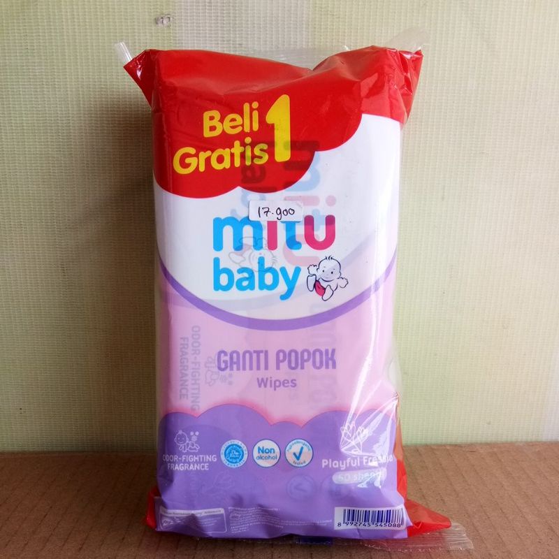 MITU BABY WIPES GANTI POPOK BELI1 GRATIS1 @50'S CHARMING LILY, PLAYFUL FRESSIA, SWEET ROSE