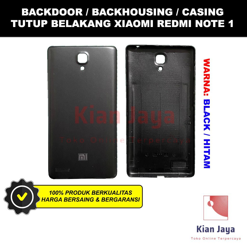 Backdoor Xiaomi Redmi Note 1 Back Cover Tutup Belakang Baterai Cassing Casing Backcase Original