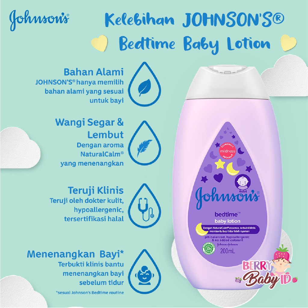 Johnson's Baby Bedtime Lotion Losion Bayi Anak Perawatan Bayi 200ml Berry Mart