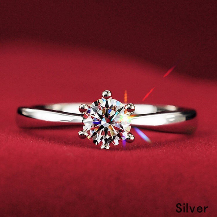 Cincin Sterling Silver 925 dengan Kristal Zircon untuk Wanita