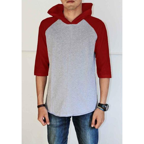 Tshirt / Kaos Raglan Hoodie Pria / Cowok Body Misty, Combed Murah Grosir