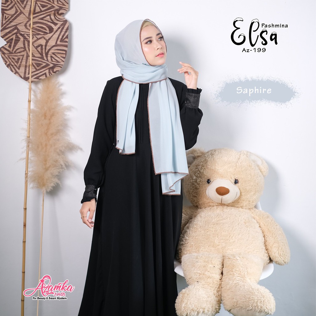 Baru Azamka Hijab Pashmina Elsa Ready AZ 199 Pasmina Babydoll Premium embroider