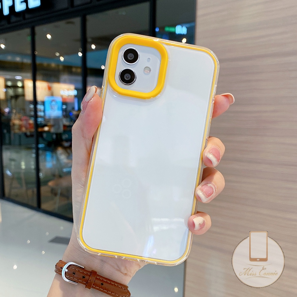 3in1 Soft Case Transparan Warna Permen Polos Untuk iPhone 11 7Plus 8Plus XR 13 12 11 14 Pro MAX 6 6S Plus 7 8 Plus X XS MAX SE 2020