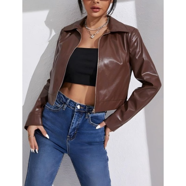 Tailor Labs Jacket Pu Leather Crop Zipper 2022