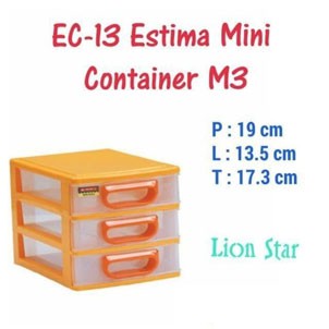 CONTAINER MINI PLASTIK LACI MEJA ESTIMA MAXI M-3 SUSUN 3 LION STAR