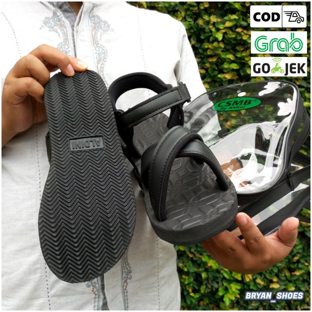 04 BRYAN YSK Sepatu Sandal Haji Umroh Silang Ninja Gunung Size 36-40 41 42 43 Hitam (Pola Besar Pria)