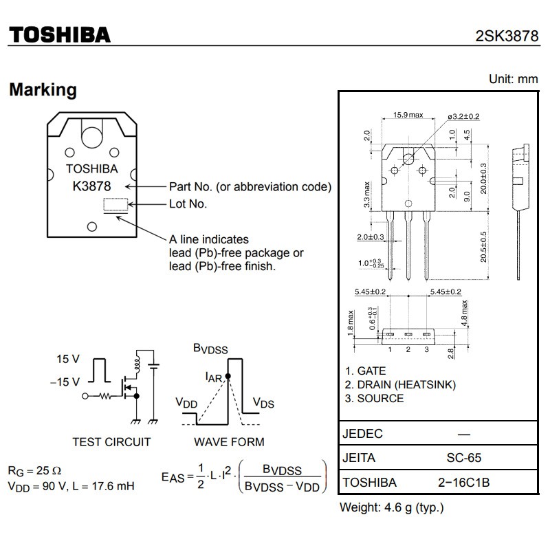 TRANSISTOR MOSPEC K3878 TOSHIBA TR K 3878 TRANSISTOR 2SK3878 2SK 3878 UNTUK MESIN LAS