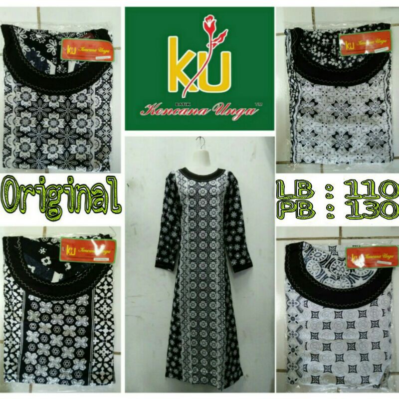 Daster Batik Kekinian Lengan Panjang Motif Monokrom Original Kencana Ungu