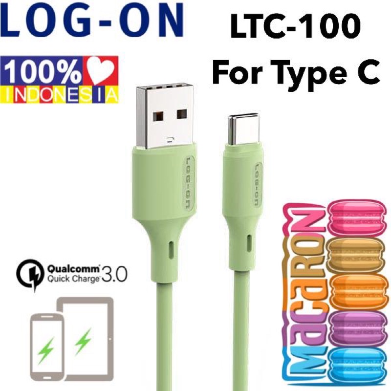 KABEL DATA MACARON LOG ON LTC100 TYPE C ORIGINAL PROMO SEN