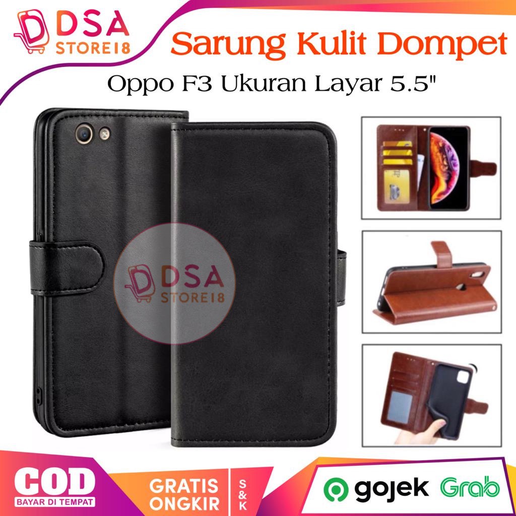 Case Oppo F3 / Casing Oppo F3 Plus / Leather Case Flip Cover Wallet Dompet Hp Casing kulit