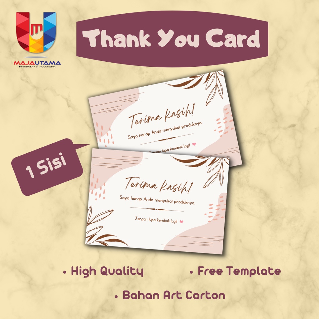 

Thank You Card Custom - Kartu Ucapan - Kartu Souvenir - 1 Sisi