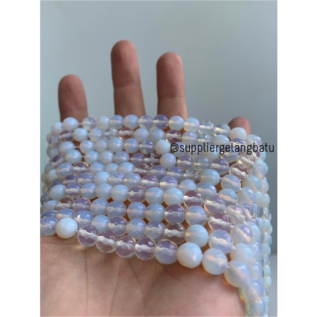 Batu Moonstone opalite AGATE 8mm CUTTING natural bahan gelang kalung