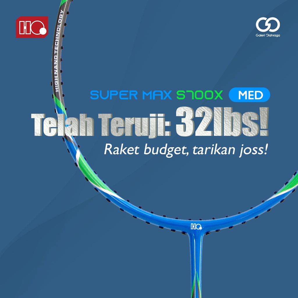 Hi-Qua Super Max Raket Bulutangkis Badminton 4U 32 Lbs  + Bonus (Tas, Senar, Grip)