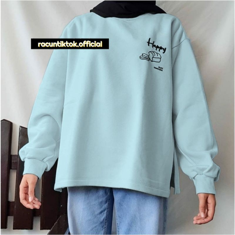 Sweater Wanita - HAPPY SOMEONE - Sweater Oversize Wanita - Ootd wanita