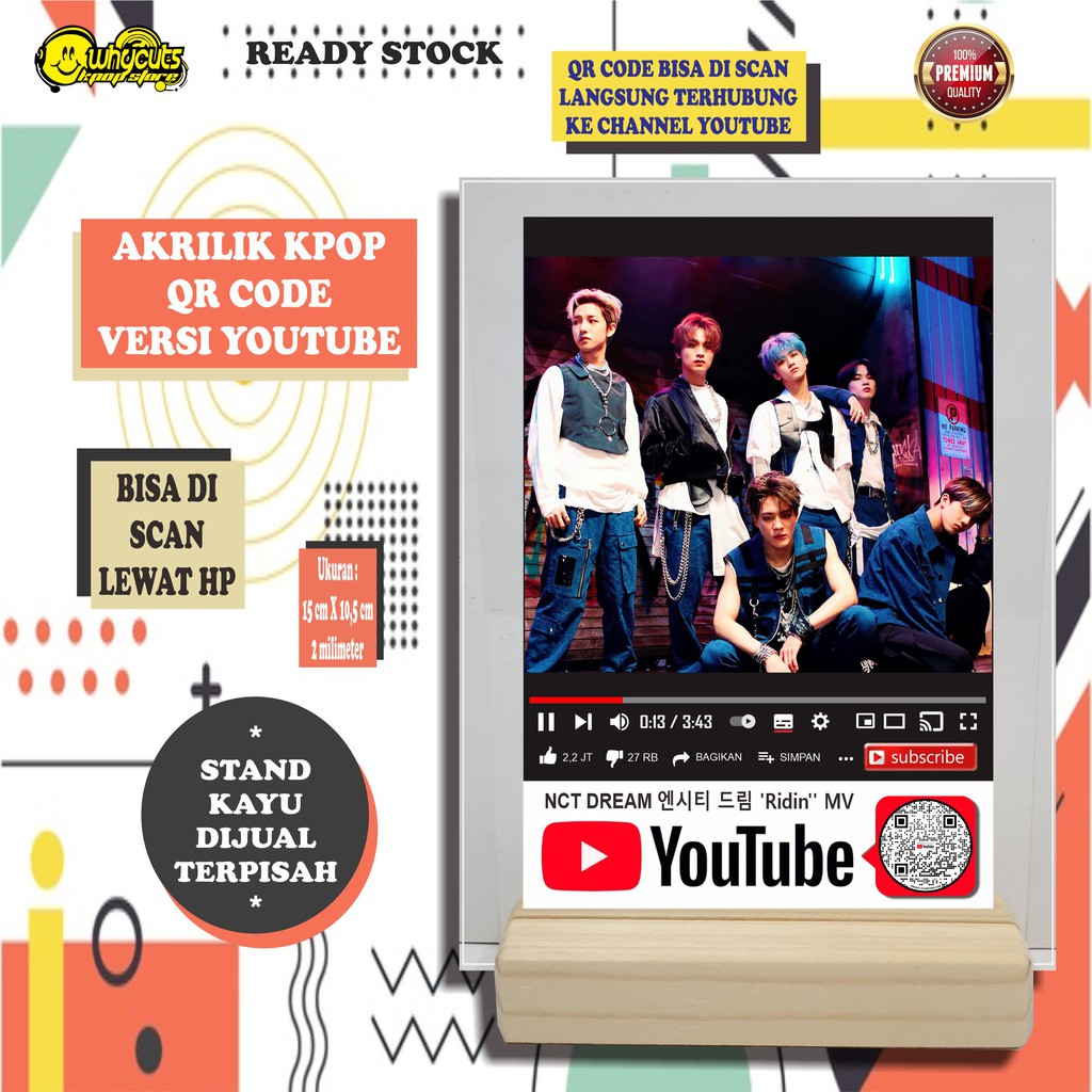 AKRILIK KPOP QR CODE YOUTUBE SCAN (READY STOK) BARU...