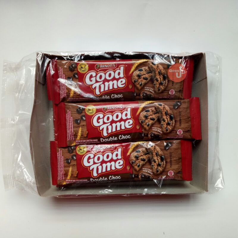 

[Bisa COD] Good Time Double Choc Biskuit Cokelat Kukis Coklat dengan Choco Chip Arnott Pack Isi 12 pcs