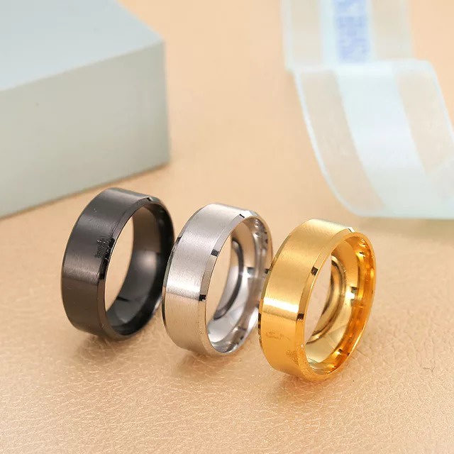 Cincin Titanium Pria Wanita Keren hitam kualitas super anti luntur